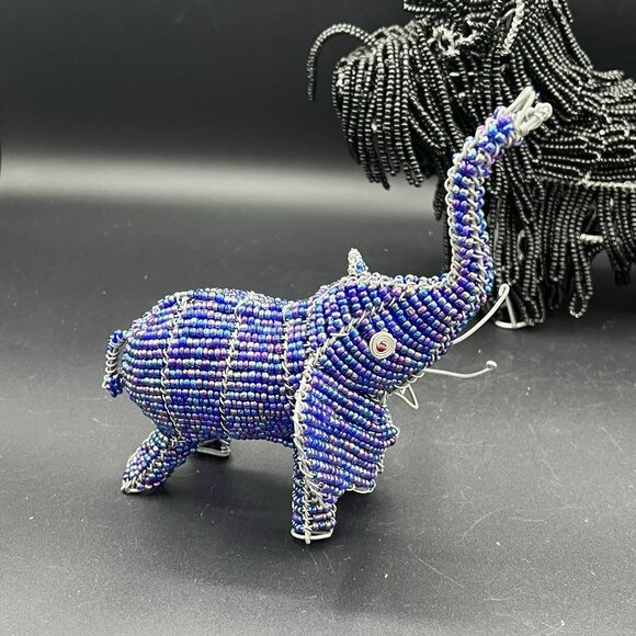 Beadworx By Grassroots Lot Of 4 Beaded Sculpture Dog Elephant Pig Rooster Farm - Picture 14 of 16